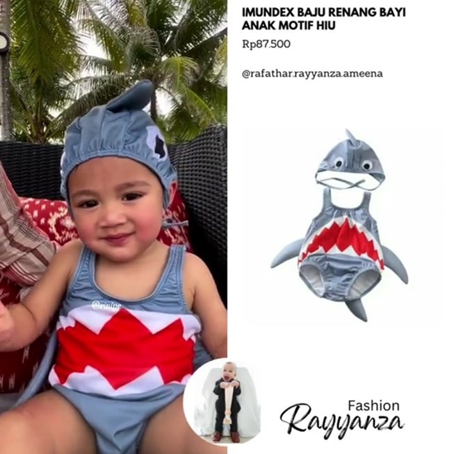 Harga baju renang Rayyanza. (TikTok/rafathar.rayyanza.ameena)