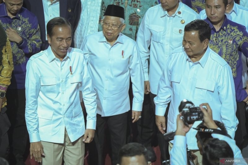 Presiden Jokowi (kiri) di penutupan Rapimnas Partai Gerindra. (Antara)