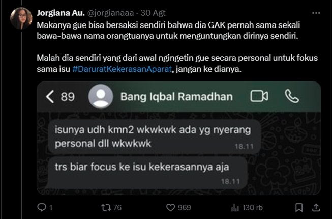 Teman seperjuangan Iqbal Ramadhan (X)