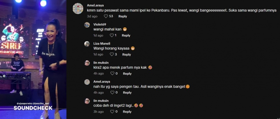 Warganet membahas bau badan Jennifer Jill alias Mami Ipel istri Ajun Perwira. (TikTok/@jenjuun_family)