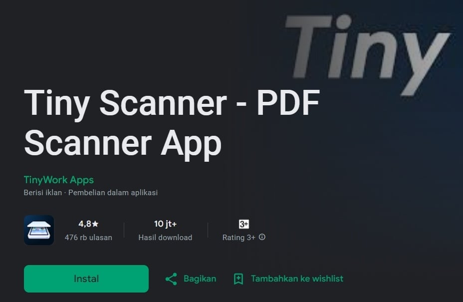 Tiny Scanner. (Play Store)