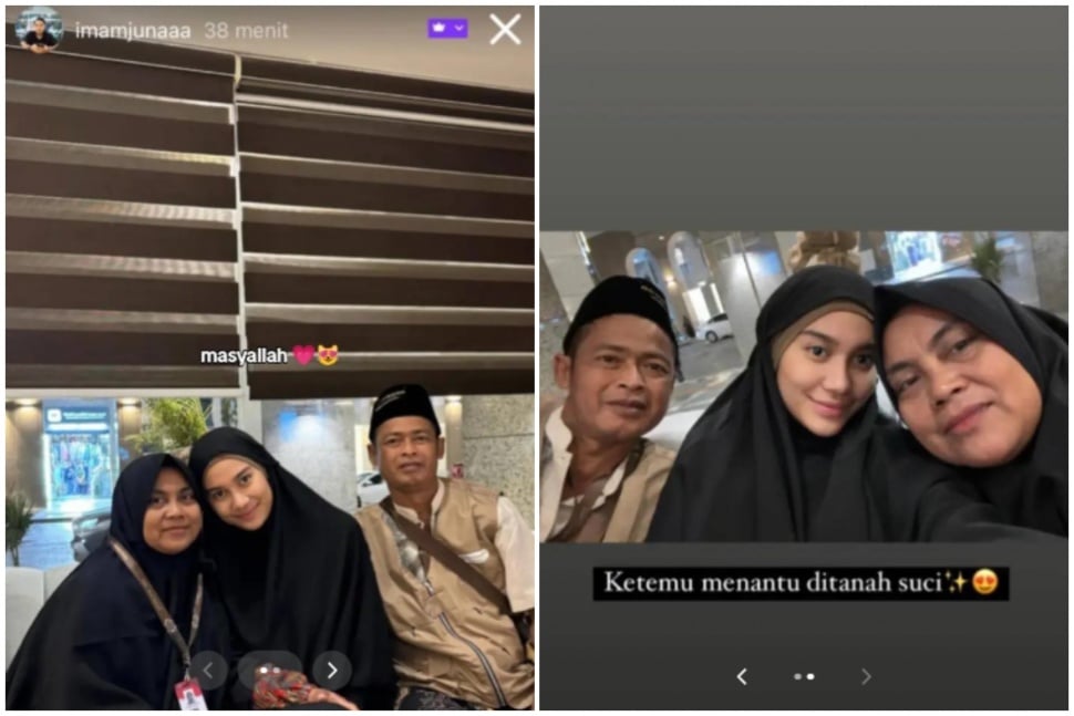 Azizah Salsha bertemu ayah dan ibu Pratama Arhan di Tanah Suci. (TikTok/@omeletteic)