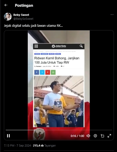 Video pria kuliti janji Ridwan Kamil soal uang Rp200 juta bagi RW se-Jakarta. (tangkapan layar/ist)