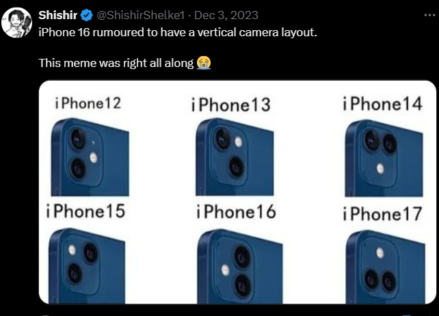 Meme iPhone 16. (X)