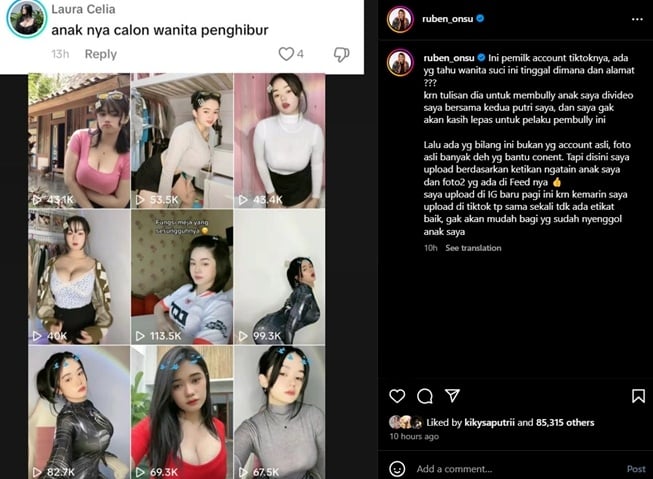 Ruben Onsu memburu warganet yang bully kedua anaknya (Instagram)