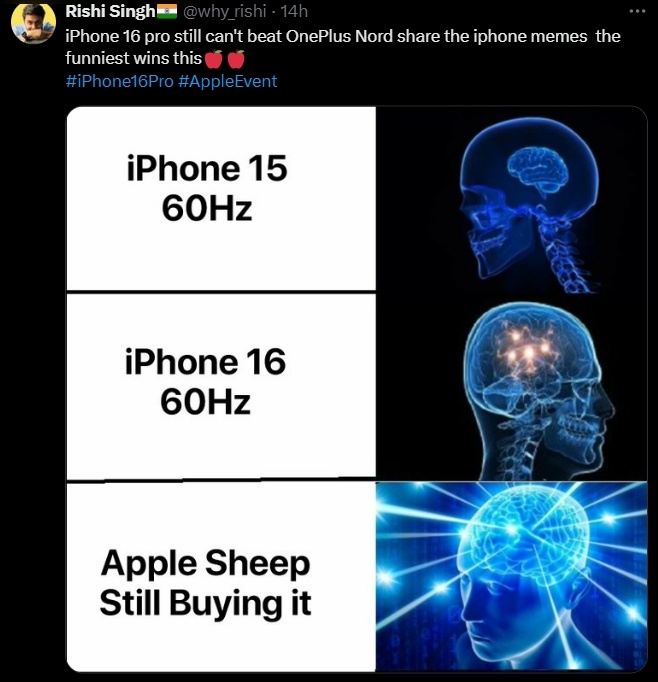 Meme iPhone 16. (X)