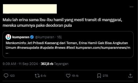 Kritikan warganet bandingkan Erina Gudono dengan ibu hamil di Stasiun Manggarai (X)