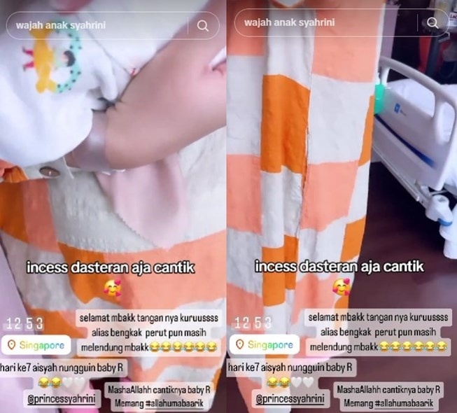 Gaya Syahrini saat momong Princess R. (TikTok/itsmeluckygirlsa)