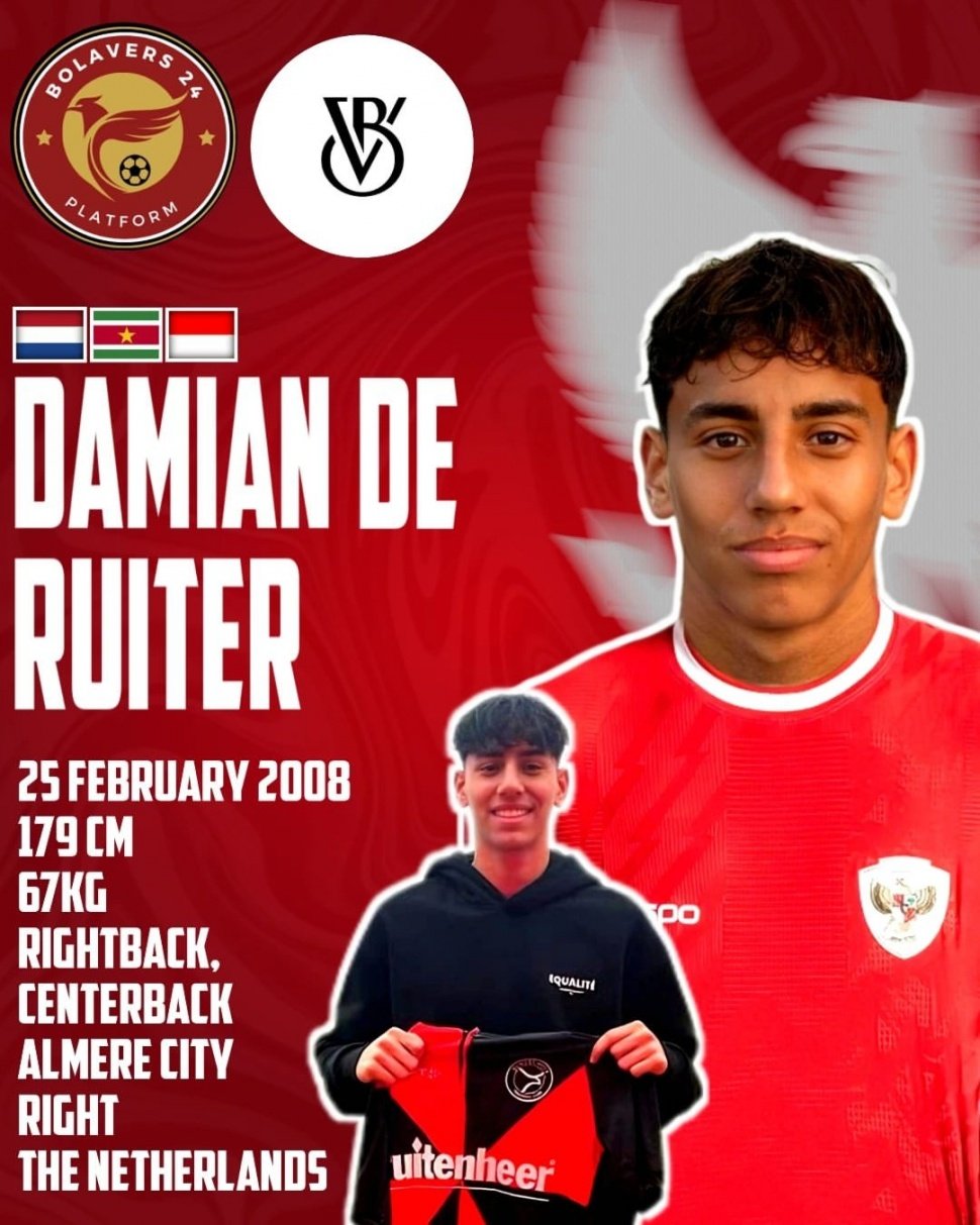 Pemain Keturunan Indonesia - Belanda - Jawa, Damian de Ruiter (@bolavers24)