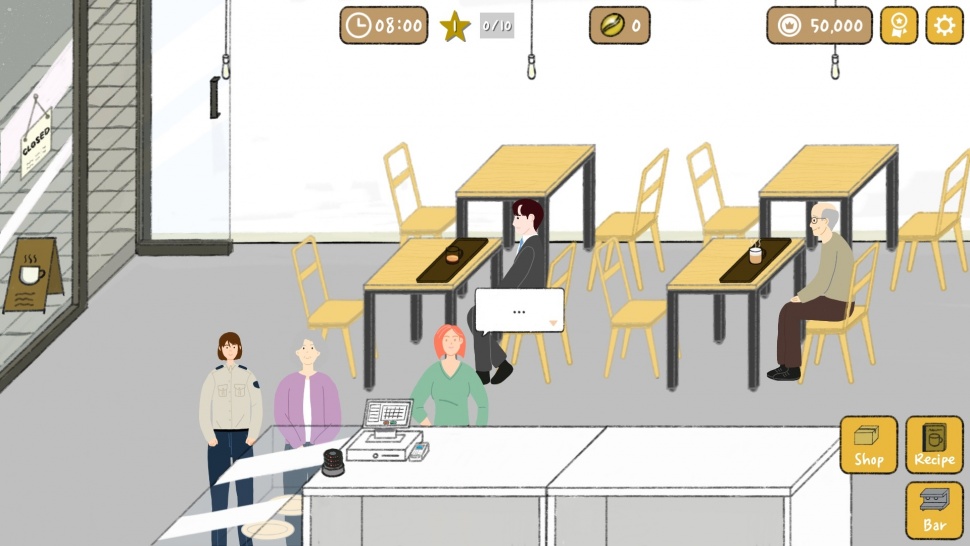 Review game Tiny Coffee Shop Story. (Google Play Store)