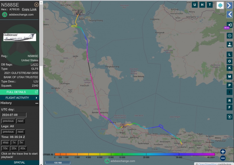 Data diduga penggunaan jet pribadi oleh Kaesang Pangarep pada bulan Juli 2024 (X/BosPurwa)