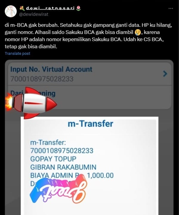 Tangkapan layar top up akun e-wallet @/fufufafa. (X/@dewidewirat)