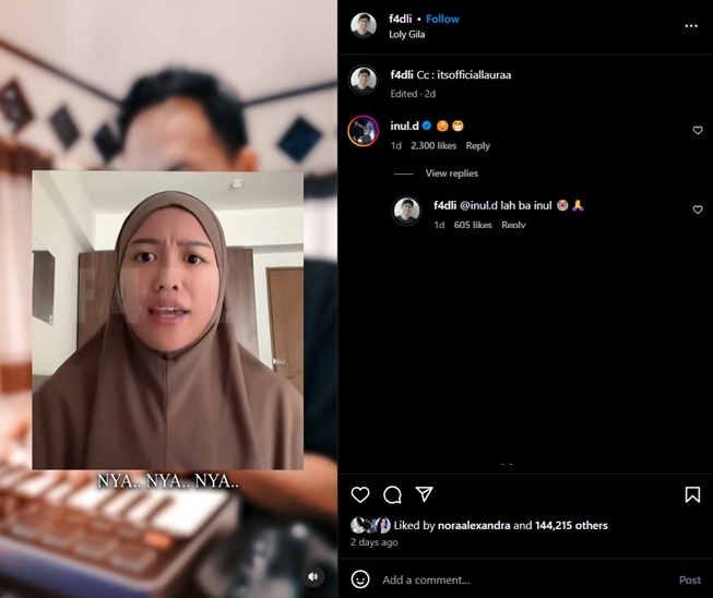 Video Lolly dijadikan lagu rap (Instagram)