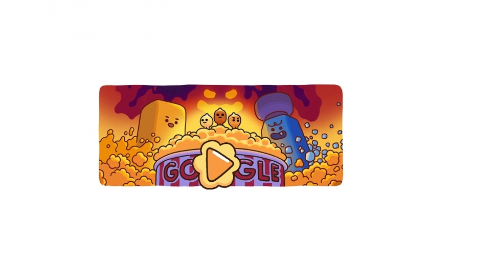 Google doodle perayaan popcorn. [Google]