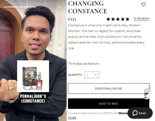 Parfum Thariq Halilintar. (Kolase TikTok/melaney_ricardo dan penhaligons.com)