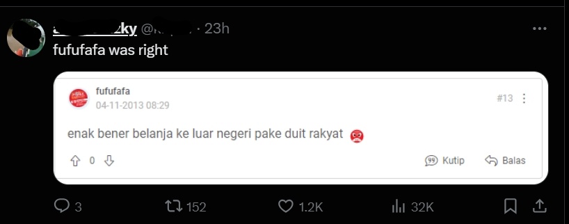 Ucapan Fufufafa viral lagi. (X)