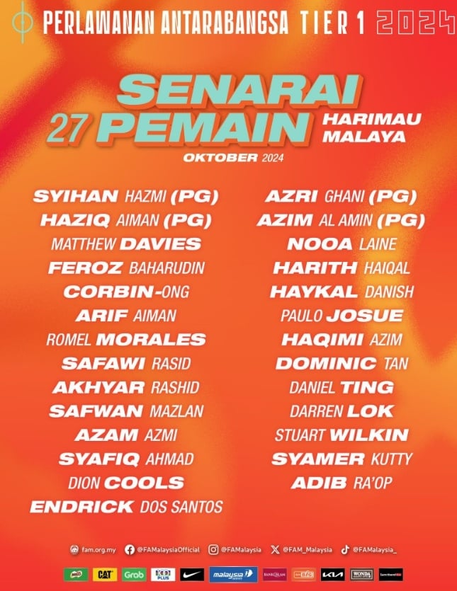 Poster pemanggilan skuad dari Timnas Malaysia. (Instagram @famalaysia)