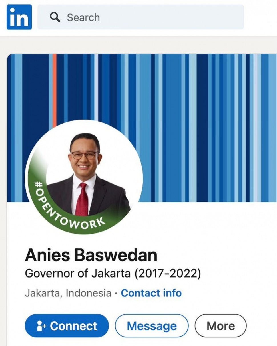 Anies Baswedan Pasang Status 'Open To Work' di Linkedln (Instagram/aniesbaswedan)