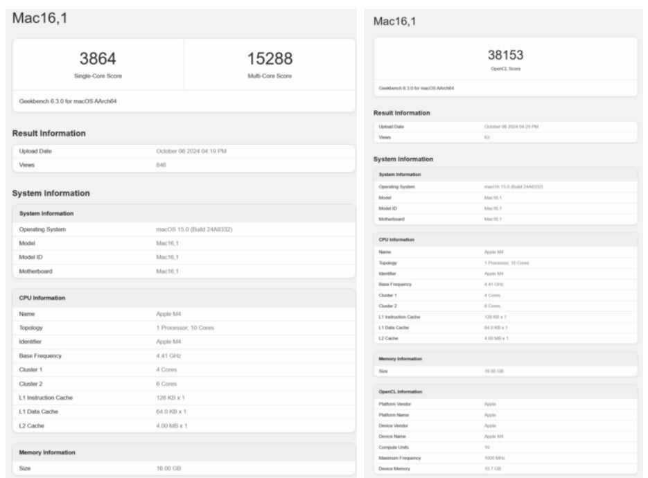 Chip M4 Apple hadir di platform benchmark. (Geekbench) 