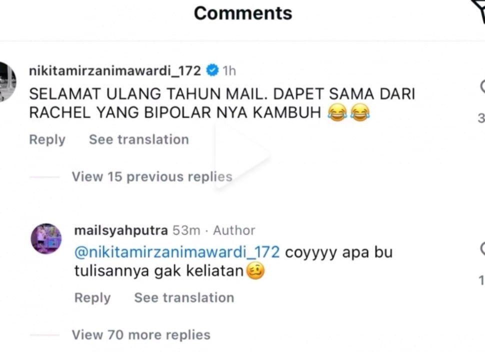 Nikita Mirzali Ledek Rachel Vennya Bipolar (Instagram)