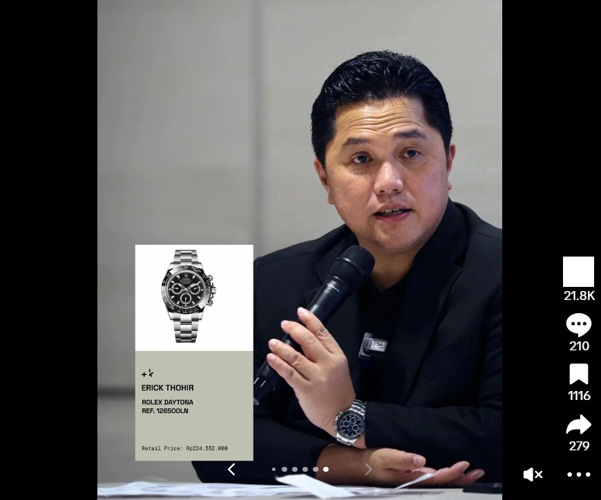 Harga jam tangan Erick Thohir. (tiktok/tankamedium)