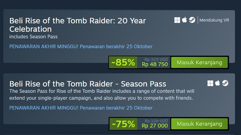 Rise of Tomb Raider dapat diskon besar di Steam. (ist)