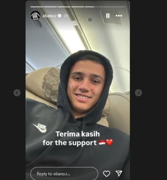 Respons Eliano Reijnders usai timnas Indonesia kalah. (Instagram/@eliano.r)