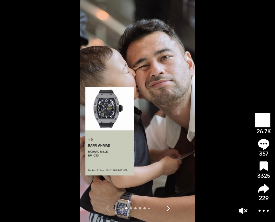 Jam tangan Raffi Ahmad. (tiktok/tankamedium)