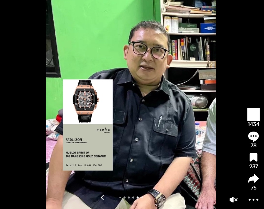 Harga jam tangan Fadli Zon. (tiktok/tankamedium)