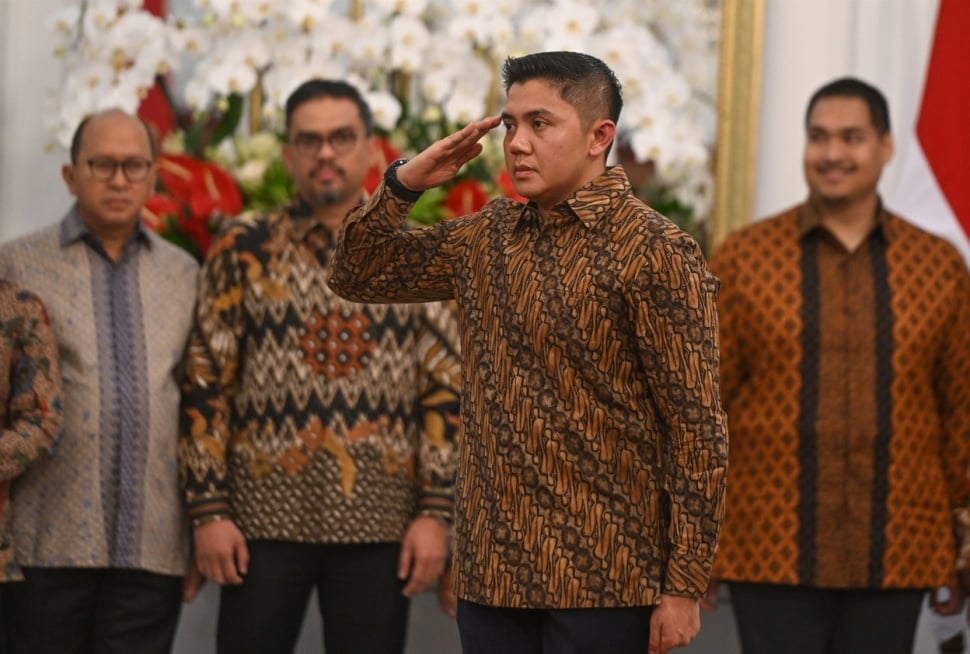 Sekretaris Kabinet Mayor Teddy Indra Wijaya di Istana Negara, Jakarta, Senin (21/10/2024). (ANTARA FOTO/Hafidz Mubarak A).