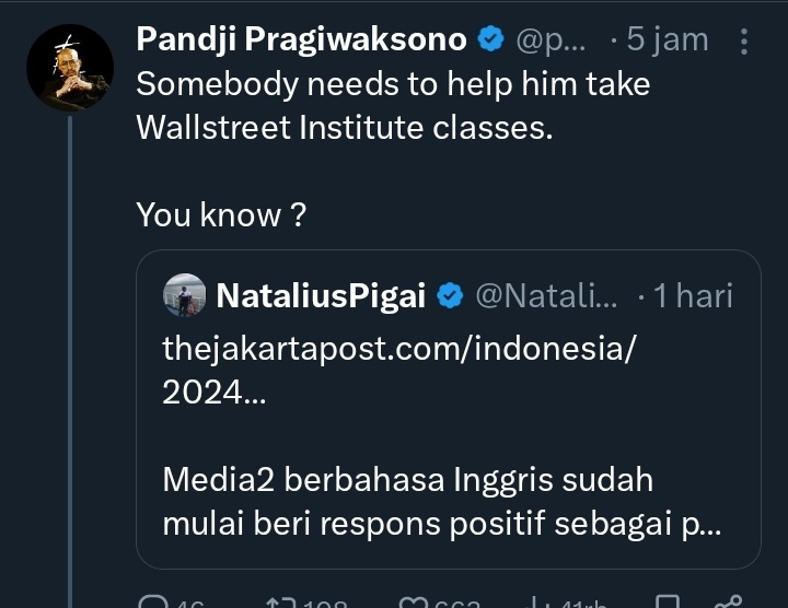 Sindiran Pandji buat Pigai (X)