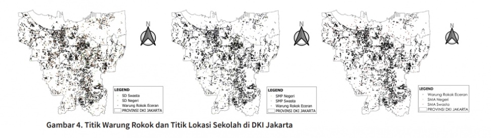 Titik Warung Rokok dan Titik Lokasi Sekolah di Jakarta. (Dok. PJKS UI)