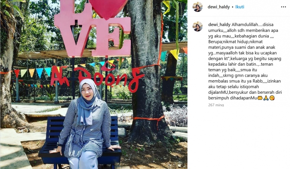 Unggahan mendiang istri Haldy Sabri, Dwi Astuti (Instagram)