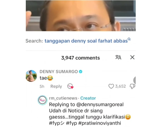 Denny Sumargo ejek Farhat Abbas (TikTok)