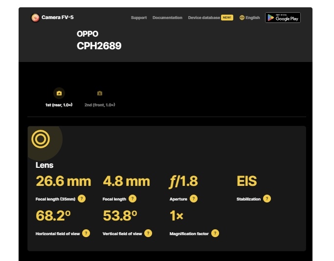 Fitur kamera Oppo Reno 13 muncul di database resmi. (Camera FV5)