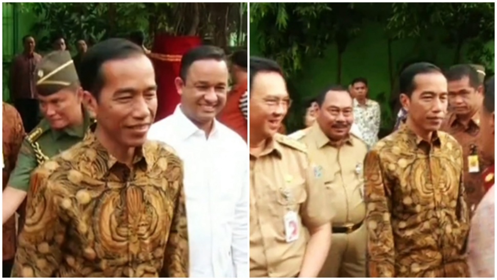 Video lawas Jokowi, Anies, dan Ahok masih 'satu geng'. (TikTok @arsip_sejarah)