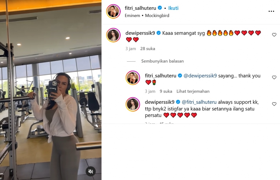 Dukungan Dewi Perssik untuk Fitri Salhuteru (Instagram)