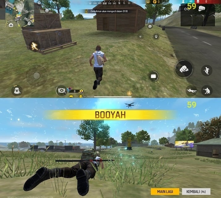 Tangkapan layar PUBG Mobile dan Free Fire di Vivo V40 Lite 4G. (Suara.com)