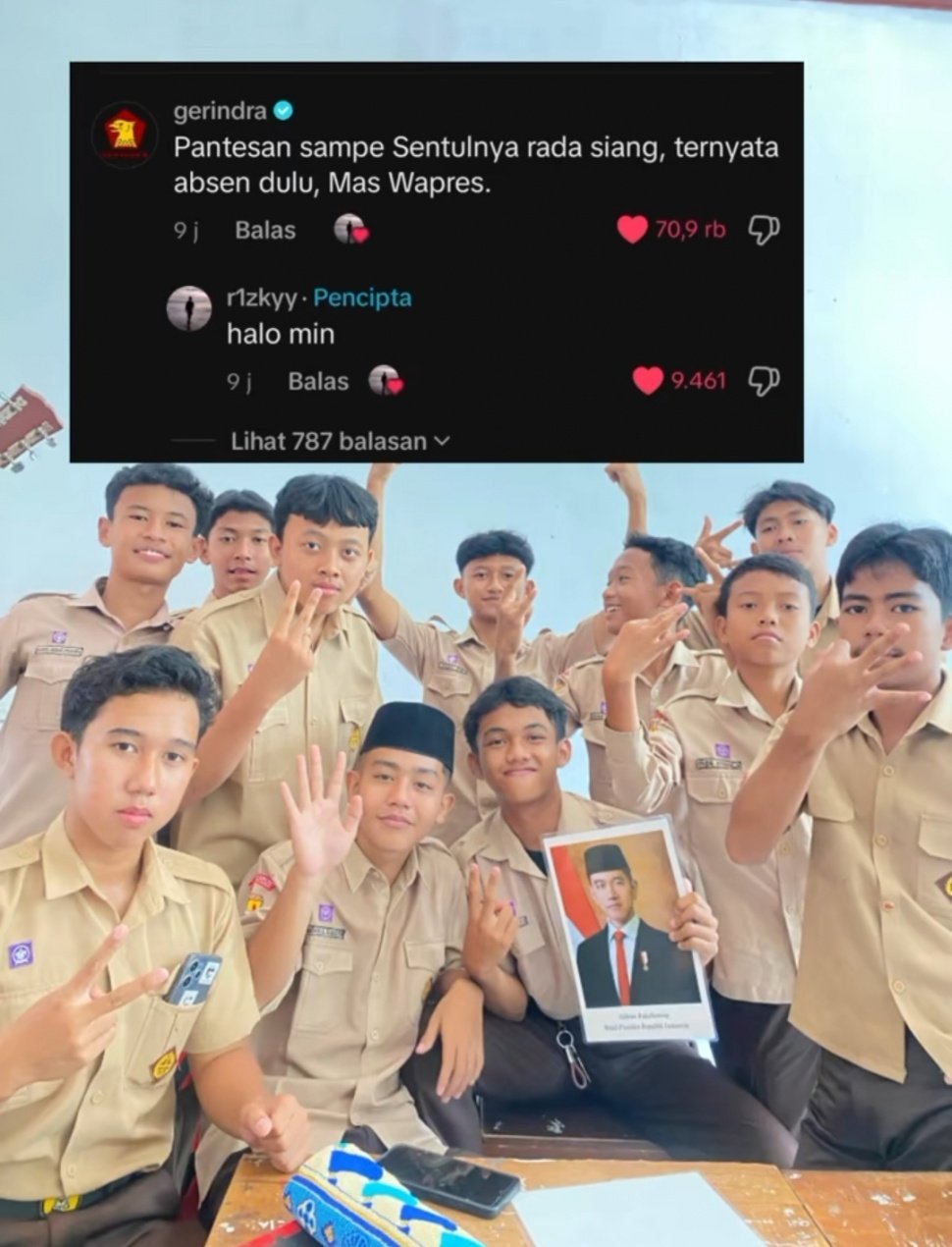 Viral Siswa SMP Mirip Gibran Rakabuming Raka (TikTok/@f4uznnnn)