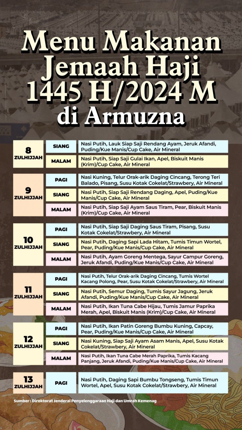 Menu nusantara jemaah haji 2024 di Armuzna (Suara.com)