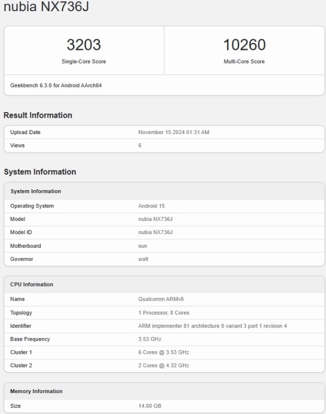 Nubia Z70 Ultra. (Nubia)