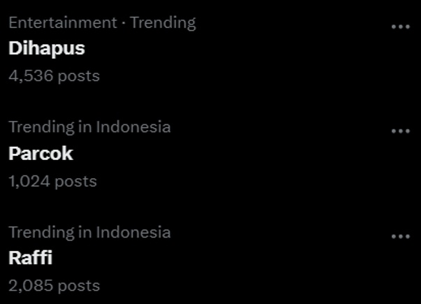 Raffi dan Dihapus trending di X. (X)