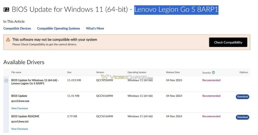 Lenovo Legion Go S. (VideoCardz)