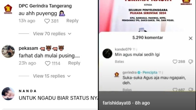 Komentar admin media sosial Gerindra (TikTok)