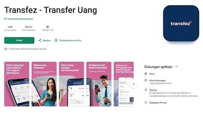 Transfez, transfer uang lintas negara yang aman dan cepat (Dok. Transfez)