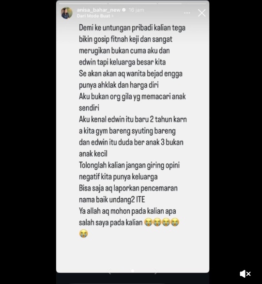 Klarifikasi Anisa Bahar tentang pacari anak angkatnya (TikTok)