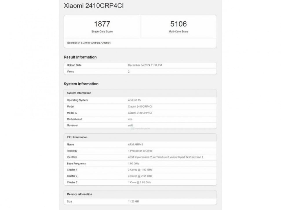 Hasil pengujian Geekbench untuk Xiaomi Pad 7. (GSM Arena)