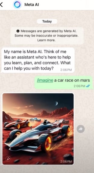 Cara mengaktifkan Meta AI di WhatsApp. (ist)