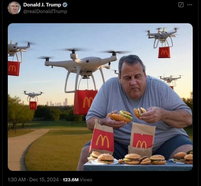 Donald Trump bagikan meme drone. (X)