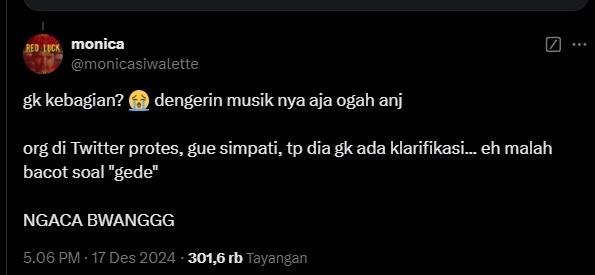 Cuitan netizen yang mengkritik Hindia.. [X]